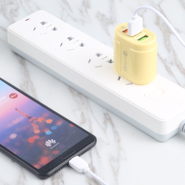 13-222 QC3.0 USB + 2.1A Dual USB Ports Macarons Travel Charger, US Plug(Pink) by buy2fix