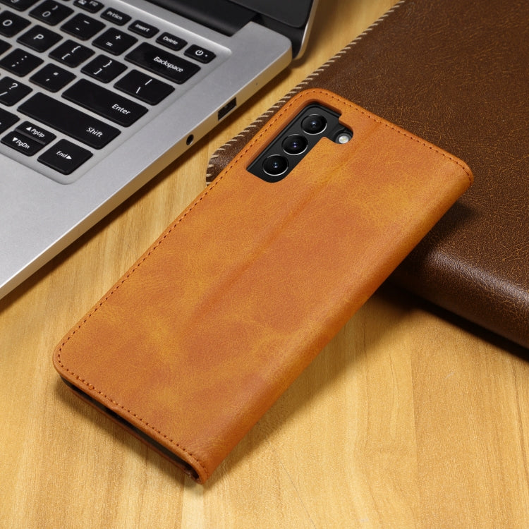 For Samsung Galaxy S21 5G GUSSIM Business Style Horizontal Flip Leather Case with Holder & Card Slots & Wallet(Khaki) by GUSSIM