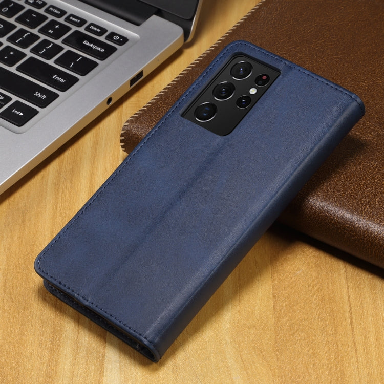 For Samsung Galaxy S21 Ultra 5G GUSSIM Business Style Horizontal Flip Leather Case with Holder & Card Slots & Wallet(Blue) by GUSSIM