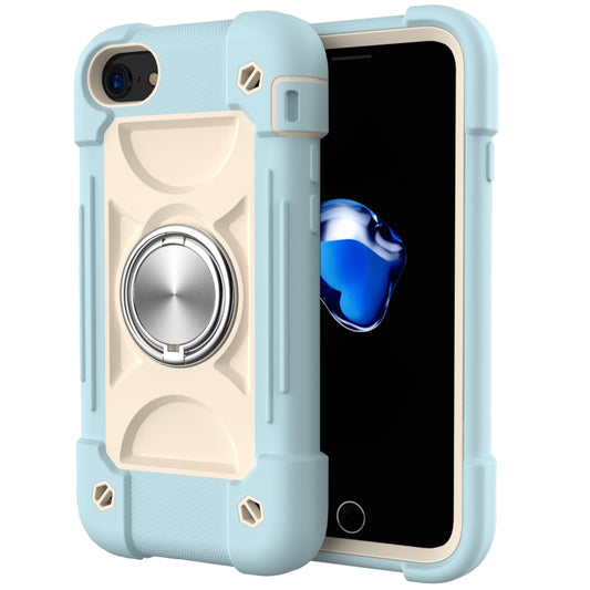 Shockproof Silicone + PC Protective Case with Dual-Ring Holder For iPhone 6/6s/7/8/SE 2022 / SE 2020(Ice Blue) by buy2fix