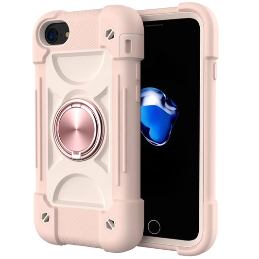 Shockproof Silicone + PC Protective Case with Dual-Ring Holder For iPhone 6/6s/7/8/SE 2022 / SE 2020(Rose Gold) by buy2fix