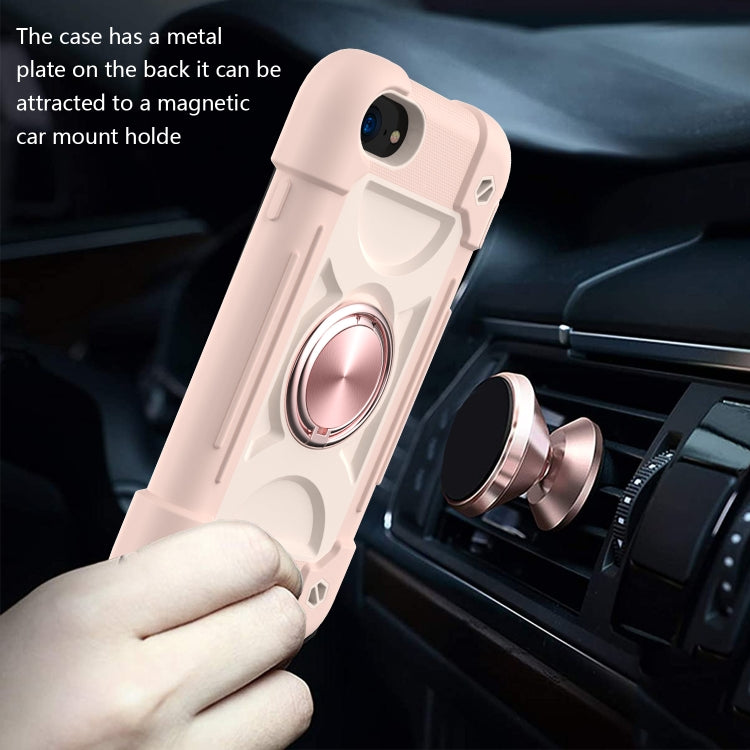 Shockproof Silicone + PC Protective Case with Dual-Ring Holder For iPhone 6/6s/7/8/SE 2022 / SE 2020(Rose Gold) by buy2fix