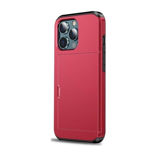 For iPhone 13 Pro Max Shockproof Armor Protective Case with Slide Card Slot (Red) by buy2fix