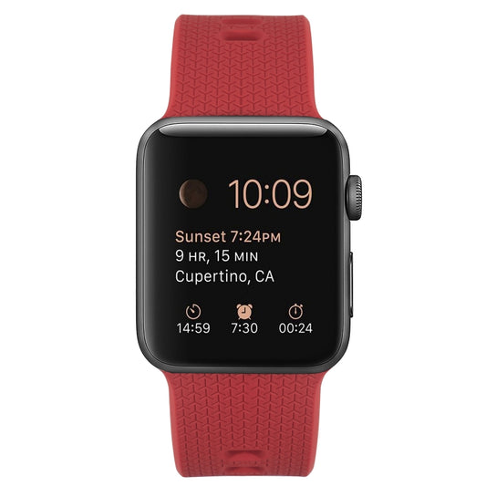 Silicone Watch Band For Apple Watch Series 9&8&7 41mm / SE 3&SE 2&6&SE&5&4 40mm / 3&2&1 38mm(Red) by buy2fix
