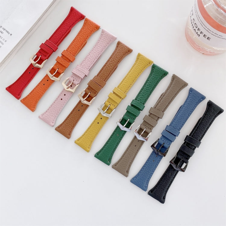 20mm Small Waist Lychee Texture Leather Watch Band(Blue) by buy2fix