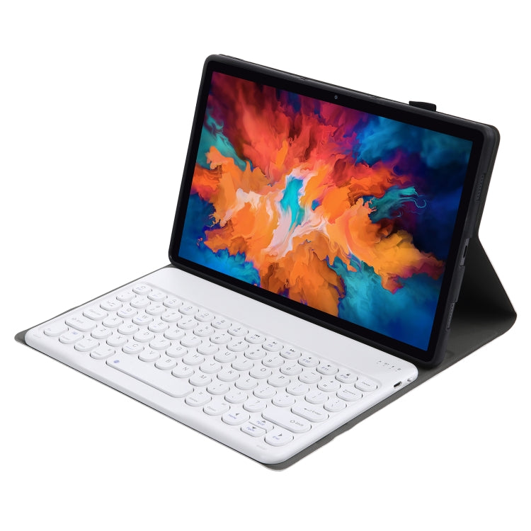 For Lenovo Pad Pro 11.5 inch 2021 TB-J716F / Tab P11 Pro 11.5 inch TB-J706F YAM13 Lambskin Texture Detachable Round Keycap Bluetooth Keyboard Leather Tablet Case with Holder(Gold) by buy2fix