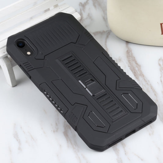For iPhone XR Vanguard Warrior All Inclusive Double-color Shockproof TPU + PC Protective Case with Holder(Black) by buy2fix