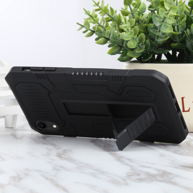 For iPhone XR Vanguard Warrior All Inclusive Double-color Shockproof TPU + PC Protective Case with Holder(Black) by buy2fix