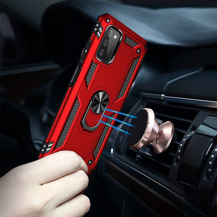 For Samsung Galaxy A03s 166mm Version Shockproof TPU + PC Protective Case with 360 Degree Rotating Holder(Red) by buy2fix