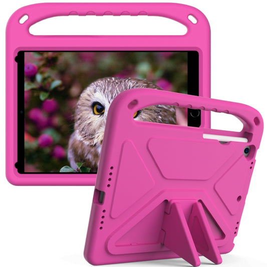 For iPad 10.2 2021 / 2020 / 2019 Handle Portable EVA Shockproof Protective Case with Triangle Holder(Rose Red) by buy2fix