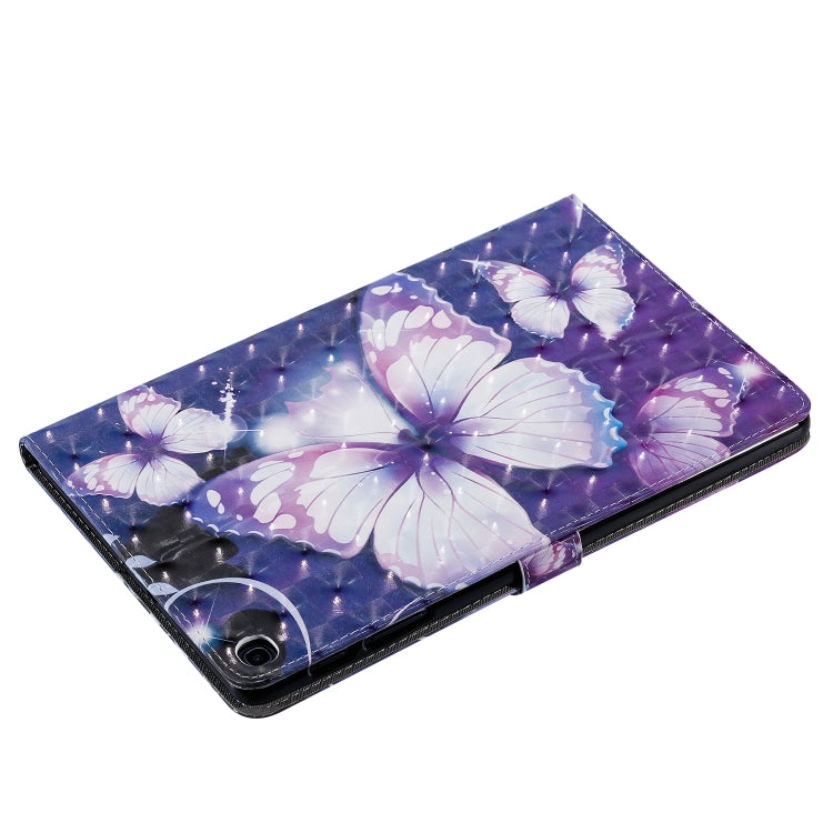 For Galaxy Tab A 10.1 (2019) 3D Colored Drawing Horizontal Flip Leather Case with Holder & Card Slots & Wallet (Purple Butterfly) by buy2fix