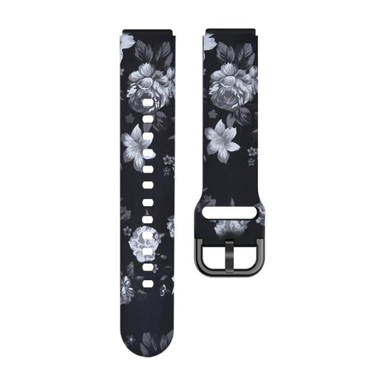 For Xiaomi Haylou LS01 Silicone Printing Watch Band(Black Grey Flower) by MIJOBS