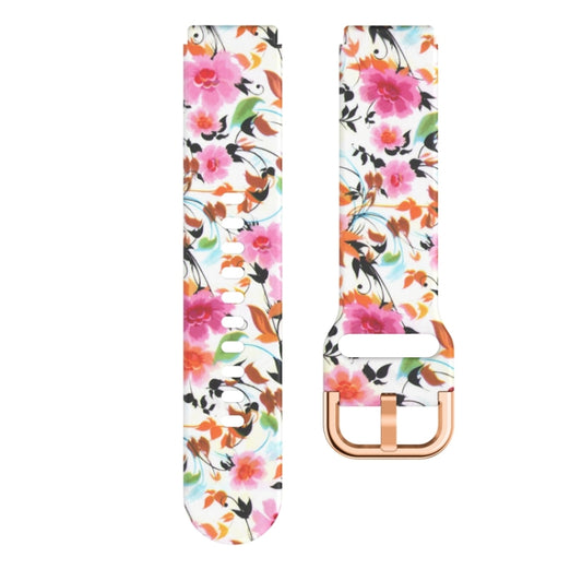 For Xiaomi Haylou LS01 Silicone Printing Watch Band(Bird Flower) by MIJOBS