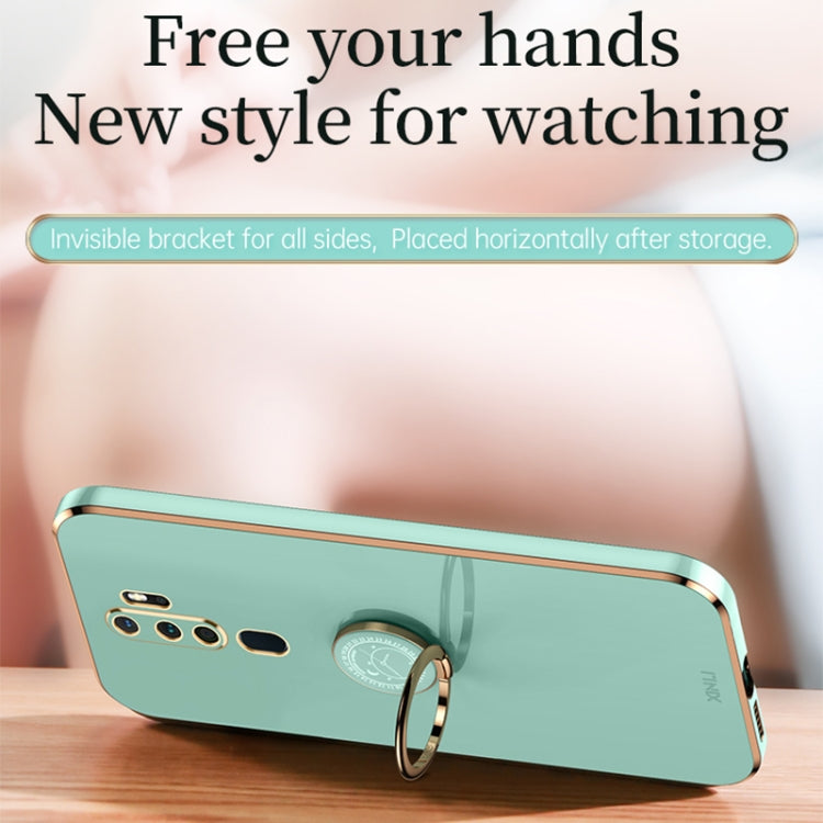 For OPPO A9 2020 / A11x XINLI Straight Edge 6D Electroplate TPU Phone Case with Ring Holder(Cherry Purple) by XINLI