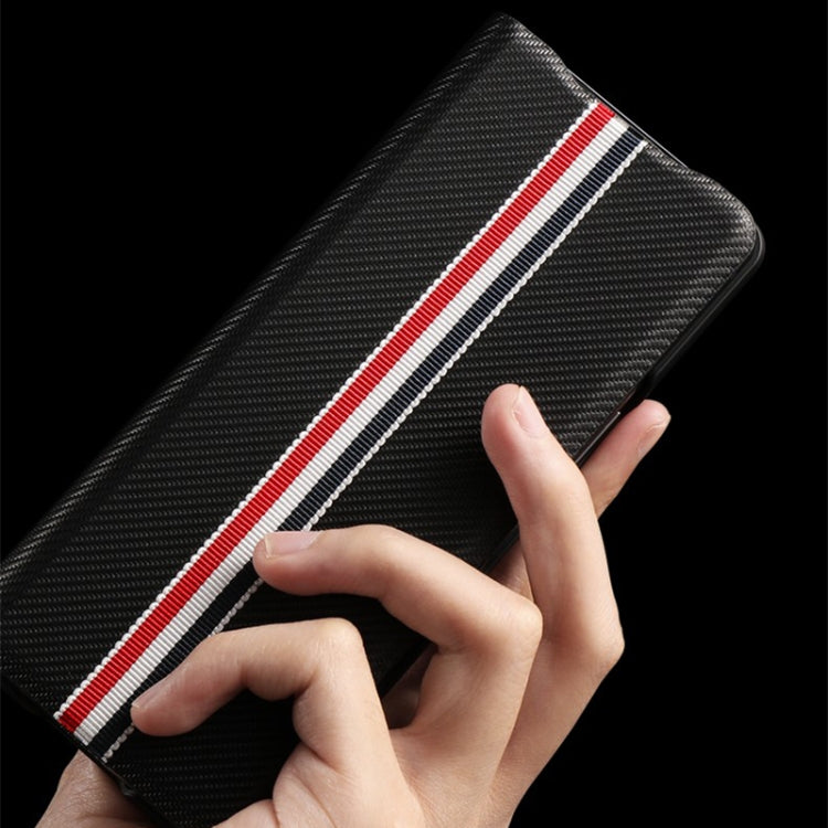 For Samsung Galaxy Z Fold3 5G Carbon Fiber Texture Folding All Inclusive PU Shockproof Splicing Leather Case(Black) by buy2fix