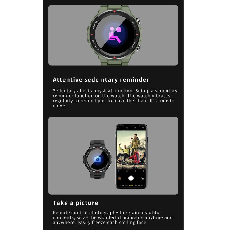 Q70C 1.28 inch TFT Touch Screen Bluetooth 5.0 IP67 Waterproof Smart Watch, Support Sleep Monitoring/Heart Rate Monitoring/Call Reminder/Multi-sports Mode(Army Green) by buy2fix