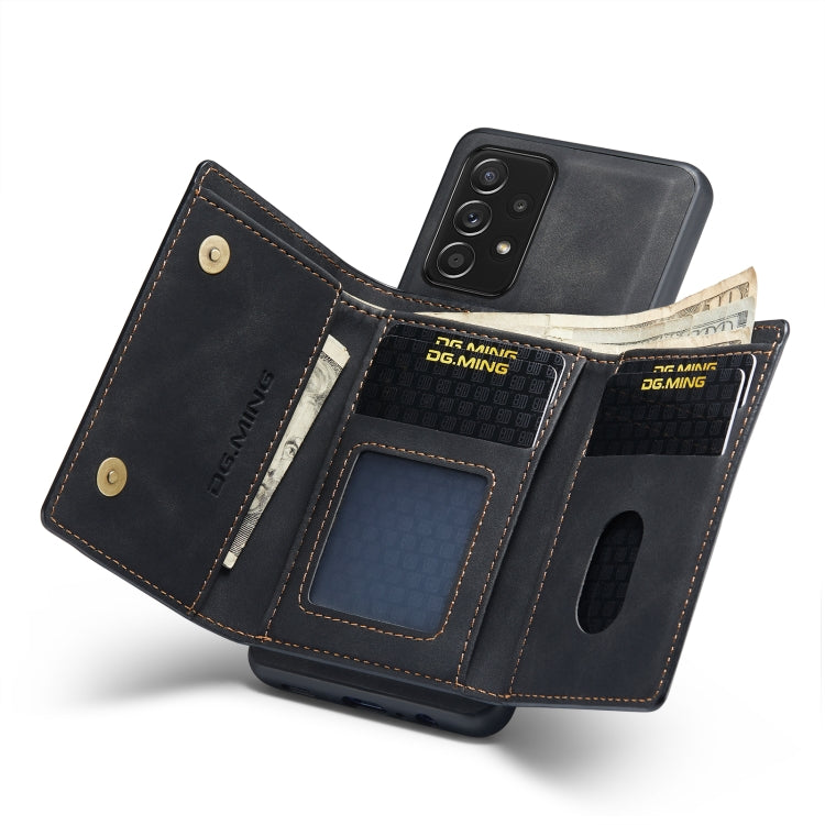 For Samsung Galaxy A52 5G / 4G DG.MING M1 Series 3-Fold Multi Card Wallet Back Cover Shockproof Case with Holder Function(Black) by DG.MING