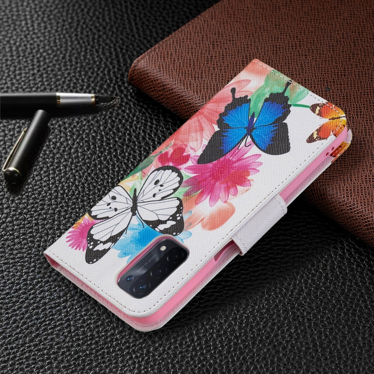 For OPPO A74 / A93 / A54 5G Colored Drawing Pattern Horizontal Flip Leather Case with Holder & Card Slots & Wallet(Butterflies) by buy2fix