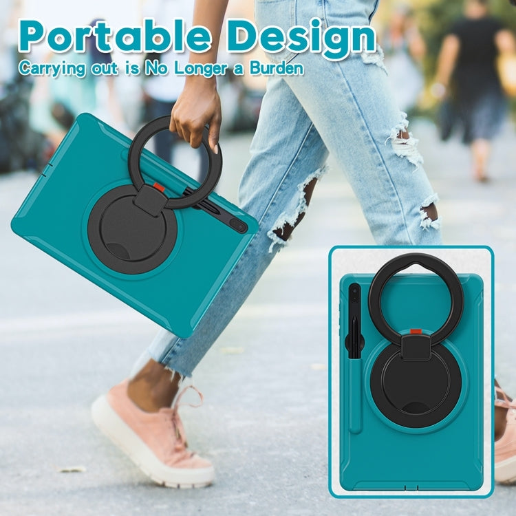 For Samsung Galaxy Tab S8+ / Tab S8 Plus / Tab S7 FE / Tab S7+/S7 FE 12.4 inch T970 Shockproof TPU + PC Protective Case with 360 Degree Rotation Foldable Handle Grip Holder & Pen Slot(Blue) by buy2fix