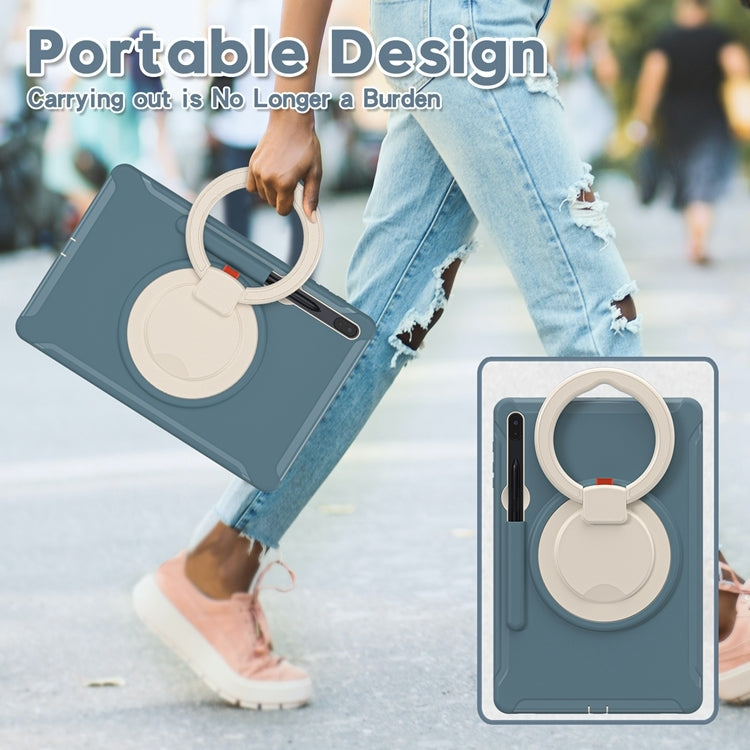 For Samsung Galaxy Tab S8+ / Tab S8 Plus / Tab S7 FE / Tab S7+/S7 FE 12.4 inch T970 Shockproof TPU + PC Protective Case with 360 Degree Rotation Foldable Handle Grip Holder & Pen Slot(Cornflower Blue) by buy2fix