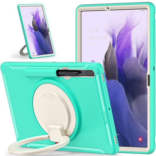 For Samsung Galaxy Tab S8+ / Tab S8 Plus / Tab S7 FE / Tab S7+/S7 FE 12.4 inch T970 Shockproof TPU + PC Protective Case with 360 Degree Rotation Foldable Handle Grip Holder & Pen Slot(Mint Green) by buy2fix