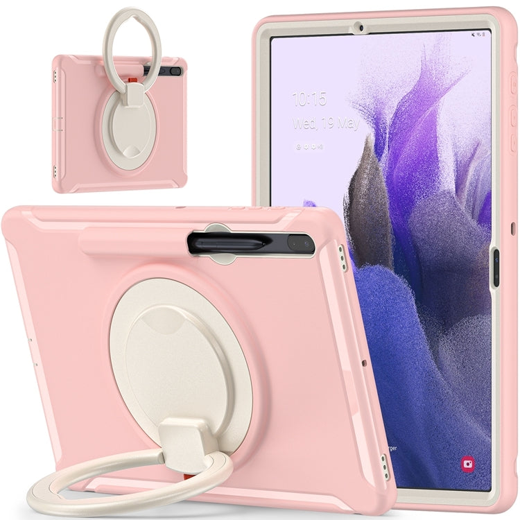 For Samsung Galaxy Tab S8+ / Tab S8 Plus / Tab S7 FE / Tab S7+/S7 FE 12.4 inch T970 Shockproof TPU + PC Protective Case with 360 Degree Rotation Foldable Handle Grip Holder & Pen Slot(Cherry Blossoms Pink) by buy2fix