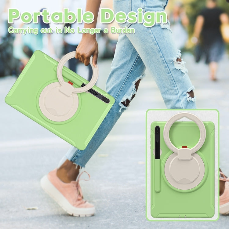 For Samsung Galaxy Tab S8+ / Tab S8 Plus / Tab S7 FE / Tab S7+/S7 FE 12.4 inch T970 Shockproof TPU + PC Protective Case with 360 Degree Rotation Foldable Handle Grip Holder & Pen Slot(Matcha Green) by buy2fix