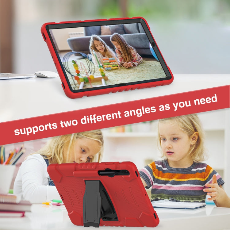 For Samsung Galaxy Tab S7+/ Tab S7 FE / Tab S8+ 3-Layer Protection Screen Frame + PC + Silicone Combination Case with Holder(Red+Black) by buy2fix