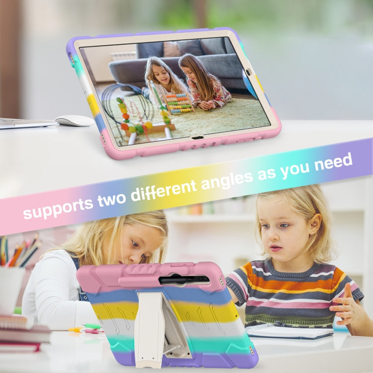 For Samsung Galaxy Tab S7+/ Tab S7 FE / Tab S8+ 3-Layer Protection Screen Frame + PC + Silicone Combination Case with Holder(Colorful Pink) by buy2fix