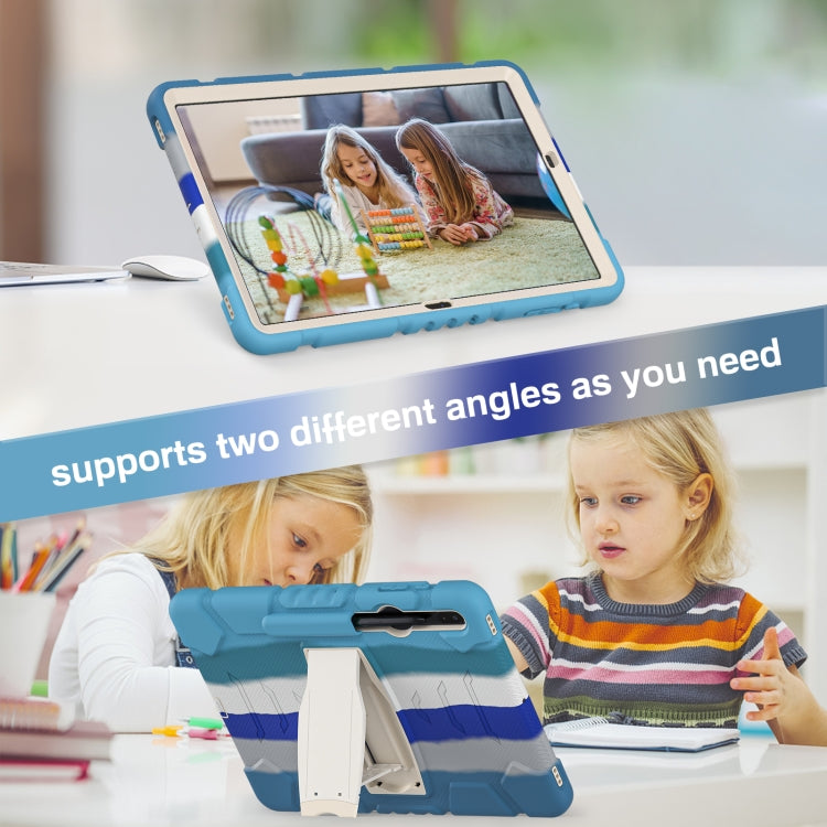 For Samsung Galaxy Tab S7+/ Tab S7 FE / Tab S8+ 3-Layer Protection Screen Frame + PC + Silicone Combination Case with Holder(Colorful Blue) by buy2fix