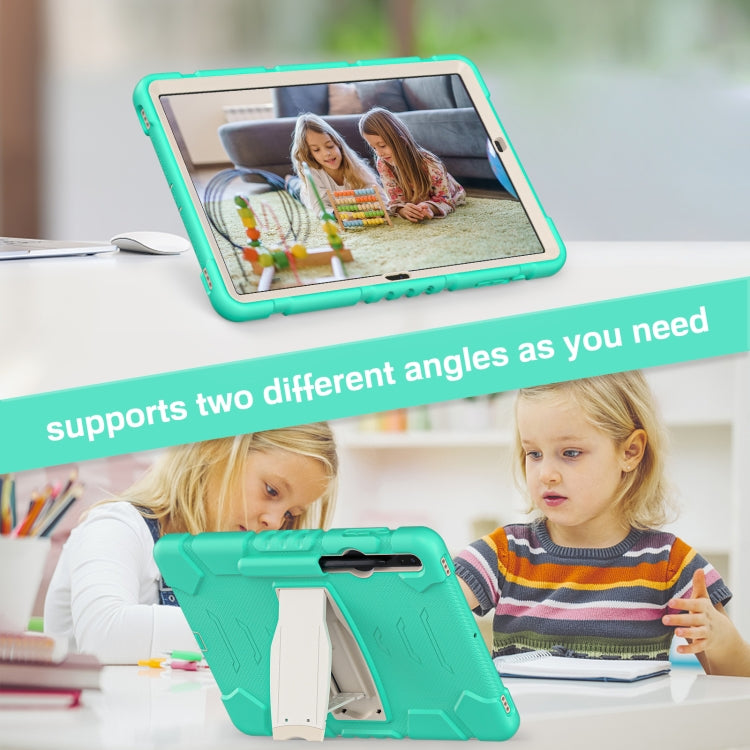 For Samsung Galaxy Tab S7+/ Tab S7 FE / Tab S8+ 3-Layer Protection Screen Frame + PC + Silicone Combination Case with Holder(Mint Green) by buy2fix