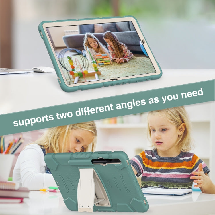 For Samsung Galaxy Tab S7+/ Tab S7 FE / Tab S8+ 3-Layer Protection Screen Frame + PC + Silicone Combination Case with Holder(Emerald Green) by buy2fix