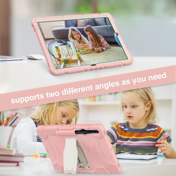 For Samsung Galaxy Tab S7+/ Tab S7 FE / Tab S8+ 3-Layer Protection Screen Frame + PC + Silicone Combination Case with Holder(Cherry Blossoms Pink) by buy2fix