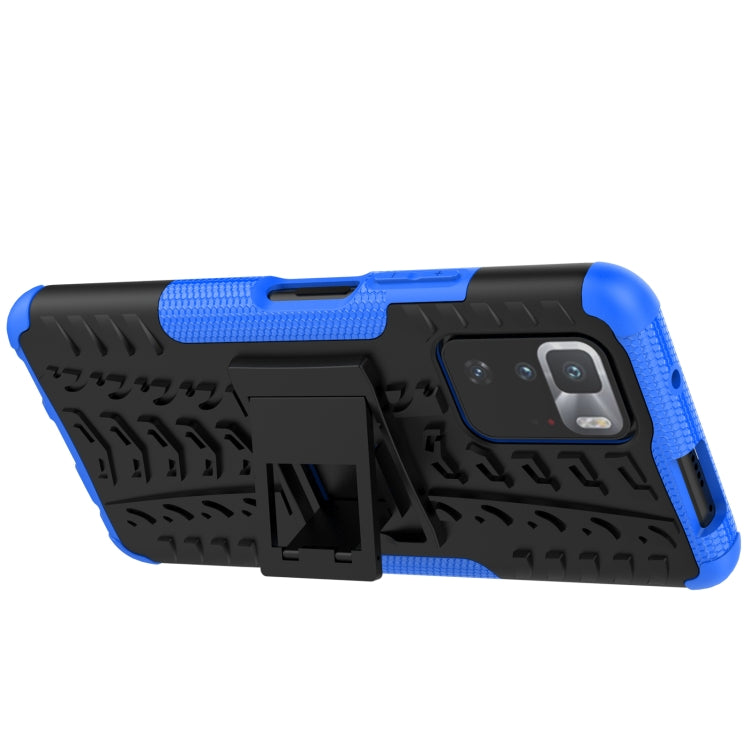 For Xiaomi Poco X3 GT Tire Texture Shockproof TPU+PC Protective Case with Holder(Blue) by buy2fix