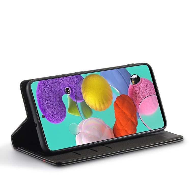 LC.IMEEKE Carbon Fiber PU + TPU Horizontal Flip Leather Case with Holder & Card Slot & Wallet For Samsung Galaxy A51 4G / M40s(Horizontal Black) by LC.IMEEKE