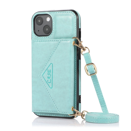 For iPhone 13 Multi-functional Cross-body Card Bag TPU+PU Back Cover Case with Holder & Card Slot & Wallet(Green) by buy2fix