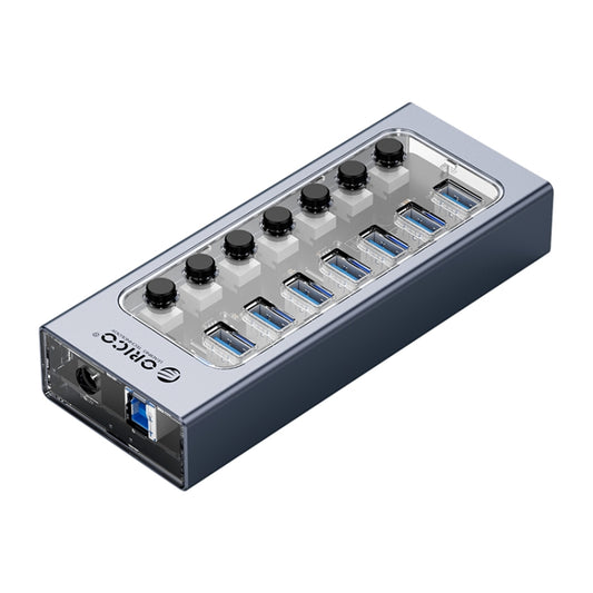 ORICO AT2U3-7AB-GY-BP 7 In 1 Aluminum Alloy Multi-Port USB HUB with Individual Switches, UK Plug by ORICO
