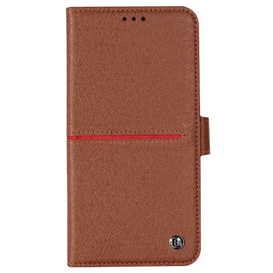 For iPhone XR GEBEI Top-grain Leather Horizontal Flip Protective Case with Holder & Card Slots & Wallet & Photo Frame(Brown) by GEBEI