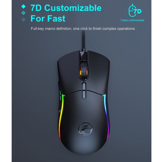iMICE T60 7-key Custom Colorful Luminous Wired Honeycomb Gaming Mouse, Cable Length: 1.8m(Black) by iMICE