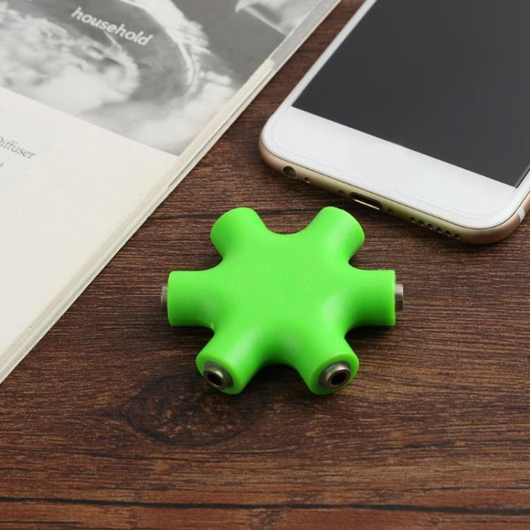 6 in 1 Audio Adapter 3.5mm Jack Multi Port Hub Aux Headphone Splitter Converter(Red) by buy2fix