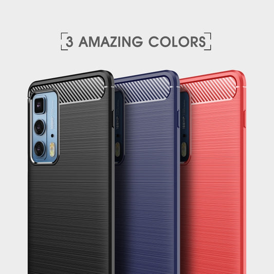 For Motorola Moto Edge 20 Pro Brushed Texture Carbon Fiber TPU Case(Blue) by buy2fix