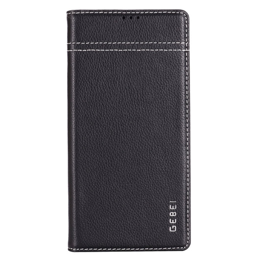 For Galaxy Note 10 GEBEI Top-grain Leather Horizontal Flip Protective Case with Holder & Card Slots(Black) by GEBEI