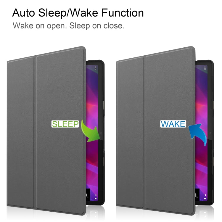 For Lenovo Yoga Tab 11 / YT-J706X Custer Texture Horizontal Flip PU Leather Case with Holder & Sleep / Wake-up Function(Grey) by buy2fix