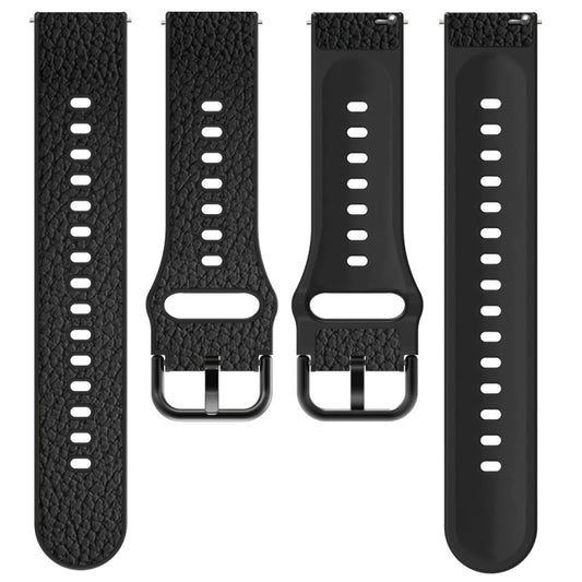 20mm Two-layer Cowhide Leather Watch Band(Black) by buy2fix