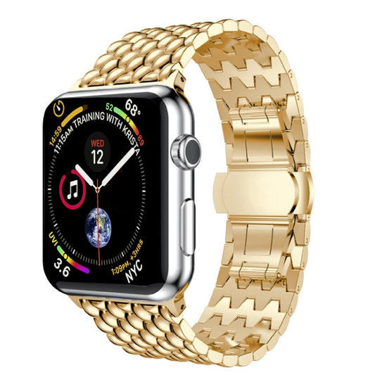 Dragon-scale Texture Metal Watch Band For Apple Watch Series 9&8&7 41mm / SE 3&SE 2&6&SE&5&4 40mm / 3&2&1 38mm(Gold) by buy2fix