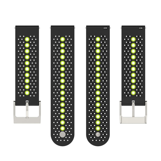 20mm Universal Colorful Hole Silicone Watch Band(Black Lime Green) by buy2fix