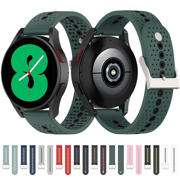 20mm Universal Colorful Hole Silicone Watch Band(Black Blue) by buy2fix