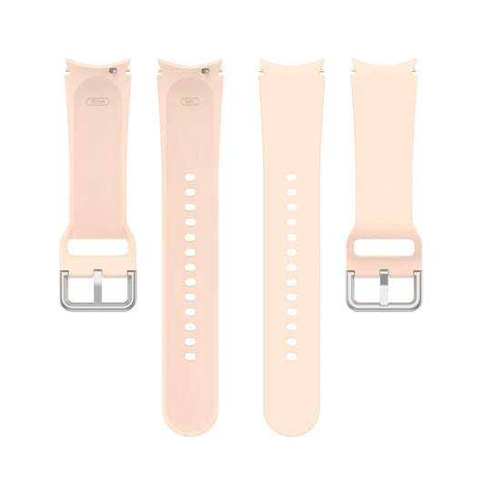 For Samung Galaxy Watch4 40mm / 44mm Silicone Silver Round Buckle Watch Band(Light Pink) by buy2fix
