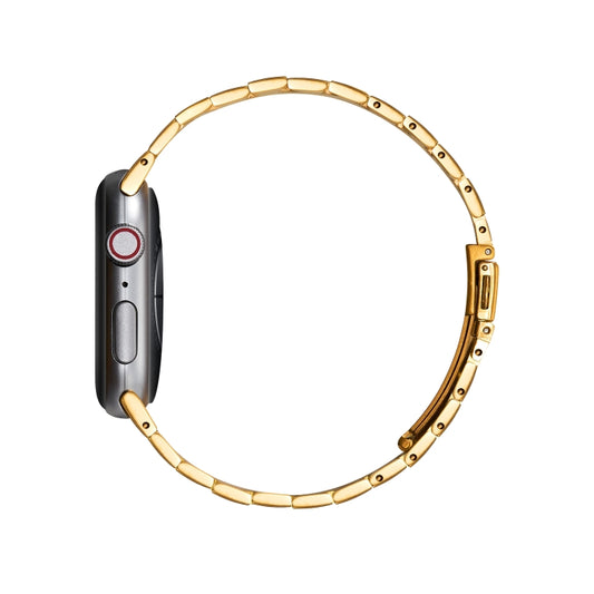 Ultra-thin Three-bead Metal Strap Watch Band For Apple Watch Series 9&8&7 41mm / SE 3&SE 2&6&SE&5&4 40mm / 3&2&1 38mm(Gold) by buy2fix