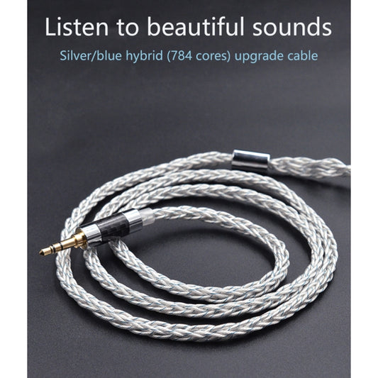 KZ 3.5mm Plug 784-core Blue Silver Mixed Braided Silver-plated Earphone Upgrade Cable For KZ ZS10 Pro / DQ6 / ASX, Cable Length: 1.2m(C Style) by KZ